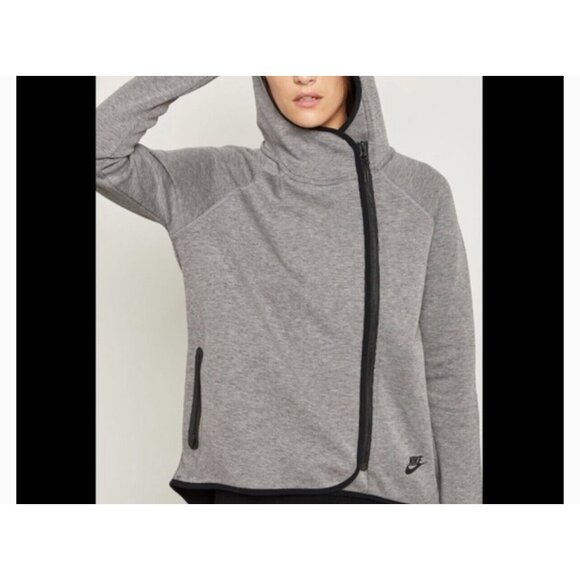 Nike Tech Fleece Cape Hoodie Sweatshirt jacket Women’s size medium Gray Zip - Picture 5 of 11